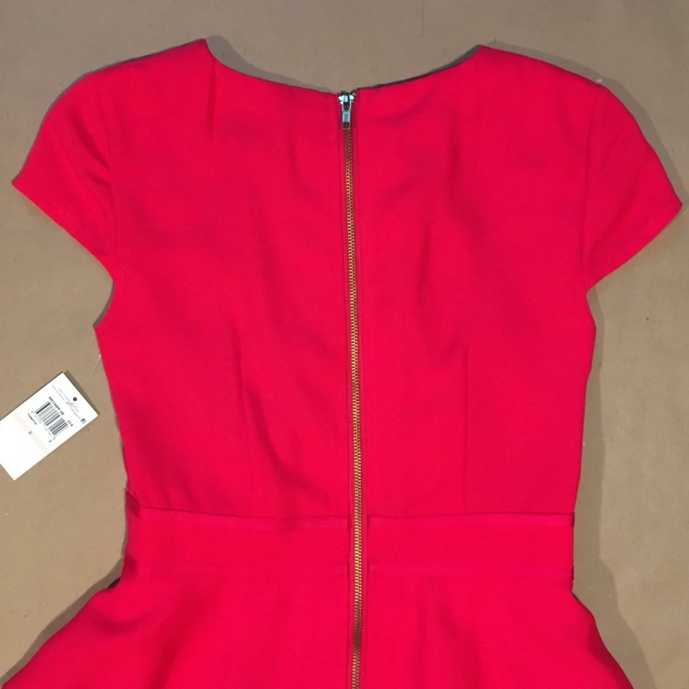 ✨NWT✨Classic Peplum Waist Red Dress w Pencil Skirt & Cap-Sleeves 🏷️by Muse - Picture 10 of 16